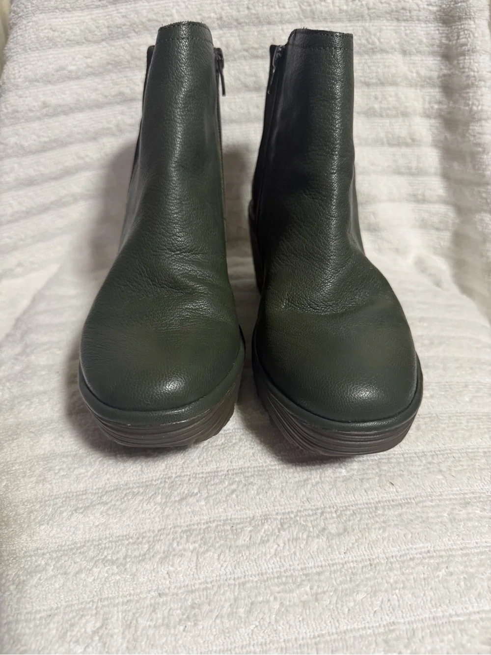 Fly London Women Leather Ankle Boots Olive Green Size 41 US 10